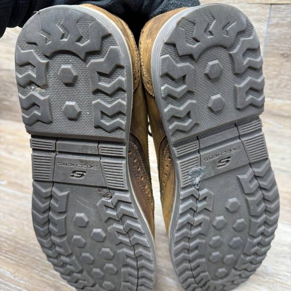 Skechers Classic Fit Brown Leather Wingtip Shoes Men's Size 11 - Picture 4 of 8